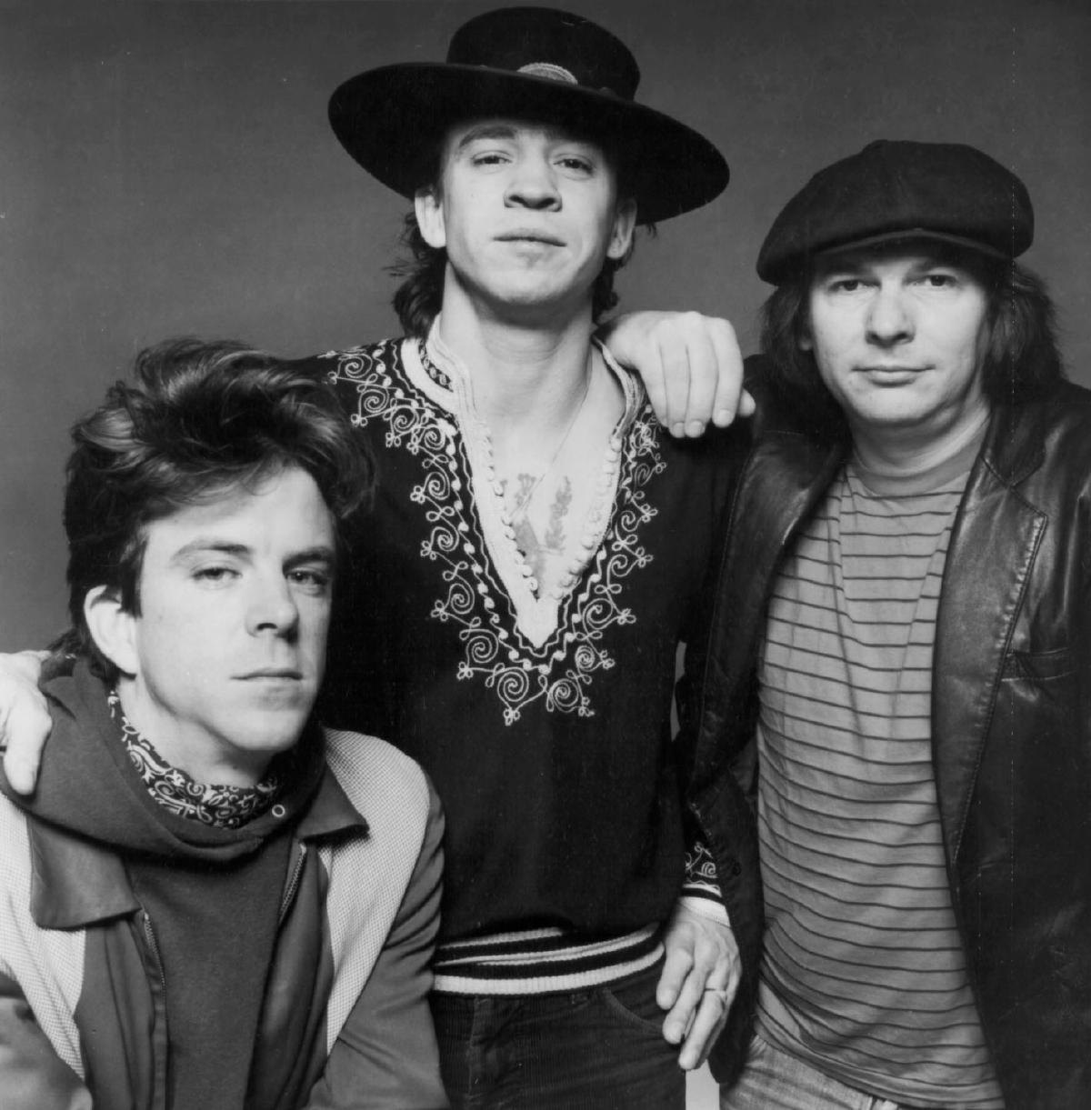 Stevie Ray Vaughan (center) with Double Trouble, 1983. His “Rude Mood” was his take on a Hopkins tune.